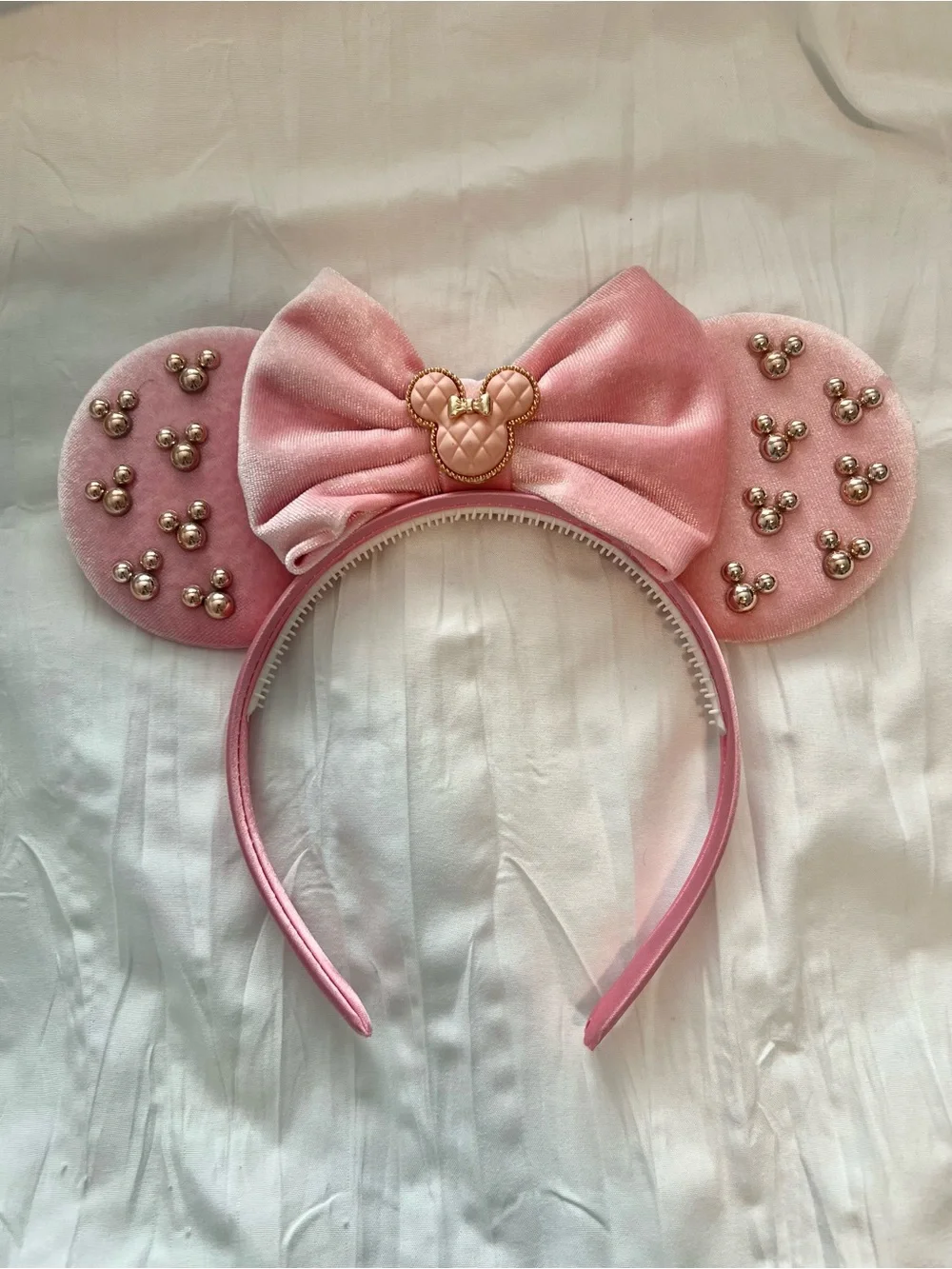 Disney Pink Minnie-Style Ear Headband with Bow